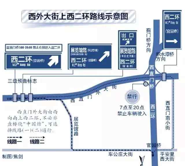 西直门立交桥 绕晕无数司机的西直门立交桥，终于改造了指示牌