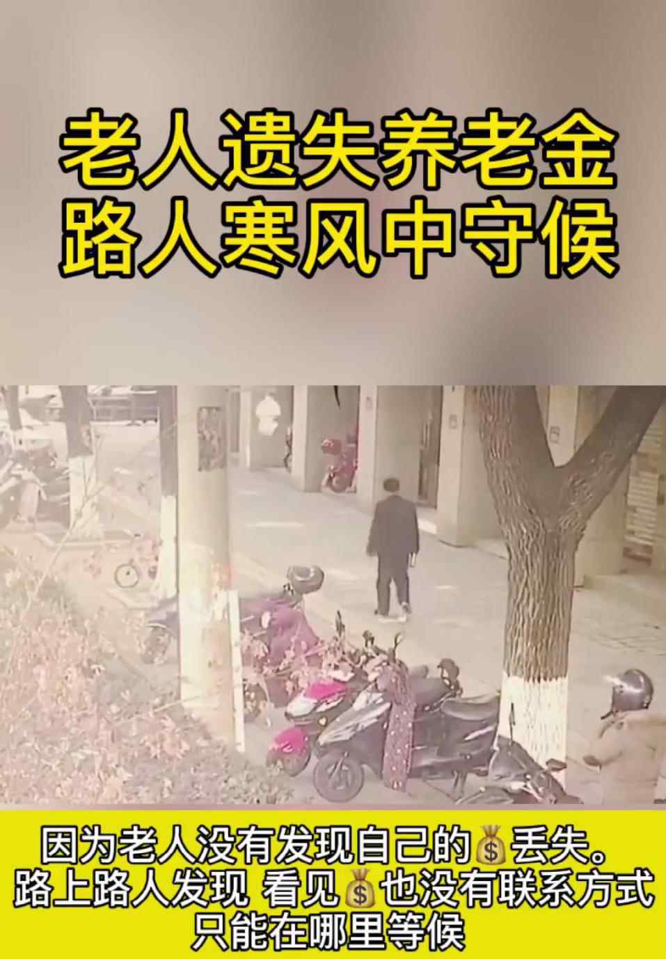 老人遗失养老金路人寒风中守候 事件的真相是什么？