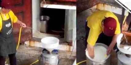 永和豆浆员工用手臂拌豆浆 简直不忍直视