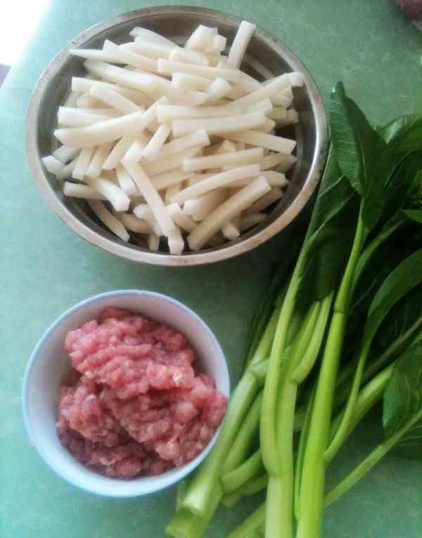 广东菜心的做法大全 菜心肉末汤年糕的简单做法 菜心肉末汤年糕配方与做法