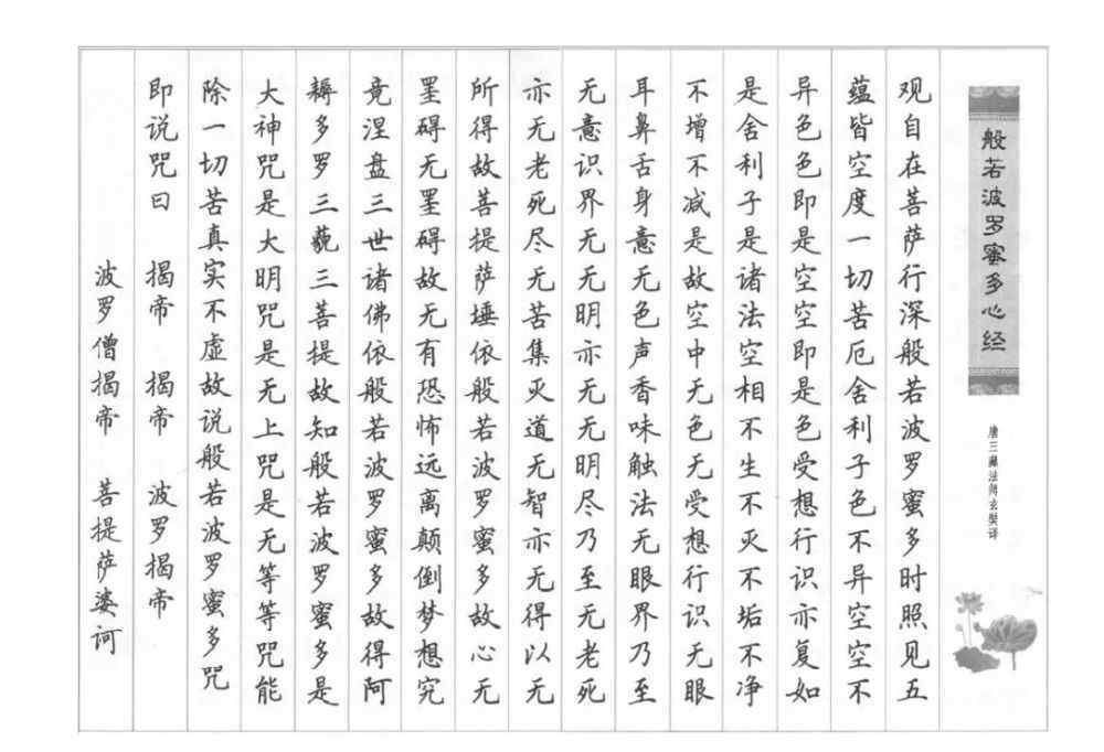 心经全文 《心经》全文硬笔楷书作品欣赏