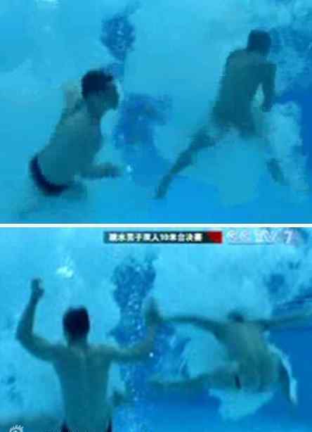 男子游泳裤 男子跳水泳裤脱落图，跳水男泳裤爆裂了