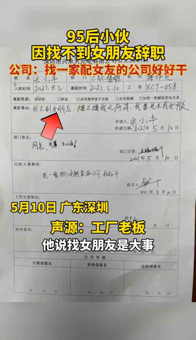 95后小伙因找不到女朋友辞职 公司：找个配女朋友的公司好好干 这意味着什么?