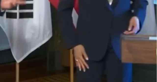 哈里斯和文在寅握手后在裤子上擦手 对此大家怎么看？