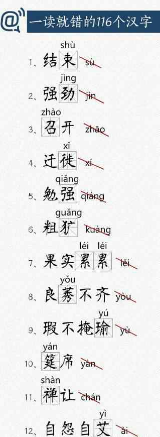 拗口的读音 挑战一下！一读就错的116个汉字，第一个就很拗口！文章配图