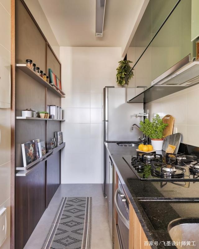 L型厨房过道1m宽,加20cm宽薄柜台面,变身U型厨房,小户型这样学