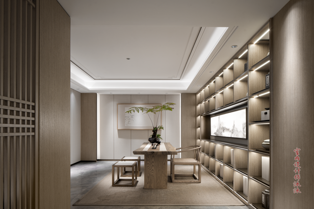 380㎡底复跃层,带着禅意和东方韵味的现代中式风住宅,闲者雅居