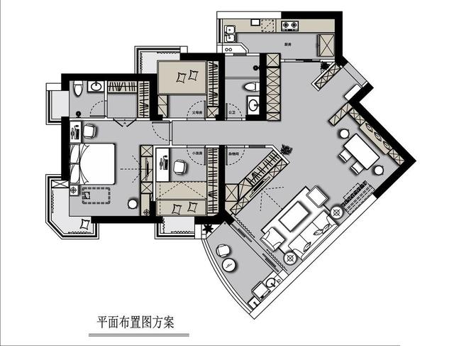 温馨的五口之家,厨房利用墙壁储物,卧室设计更是独特,值得学习