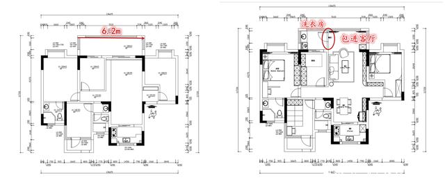 买房装修要有远见,125㎡只用改动一处,客厅洋气敞亮,赚个洗衣房